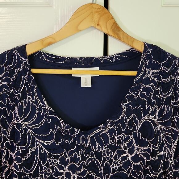 Motherhood Maternity Blue & White Midi Dress Size 1X Lace Overlay Textured - Picture 7 of 12